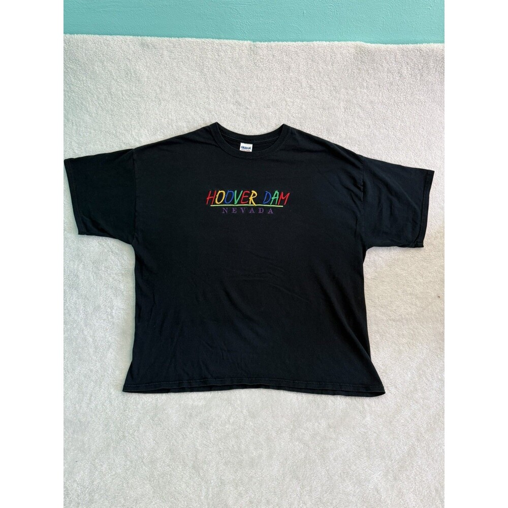 VINTAGE HOOVER DAM EMBROIDERED T-SHIRT NEVADA 2XL BLACK